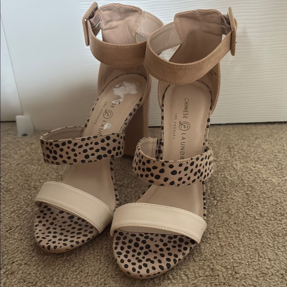 Chinese Laundry Cream and Black Heels with Modern Design